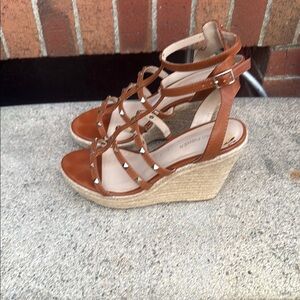 Marc Fisher Brown Strappy Sandals with Studs